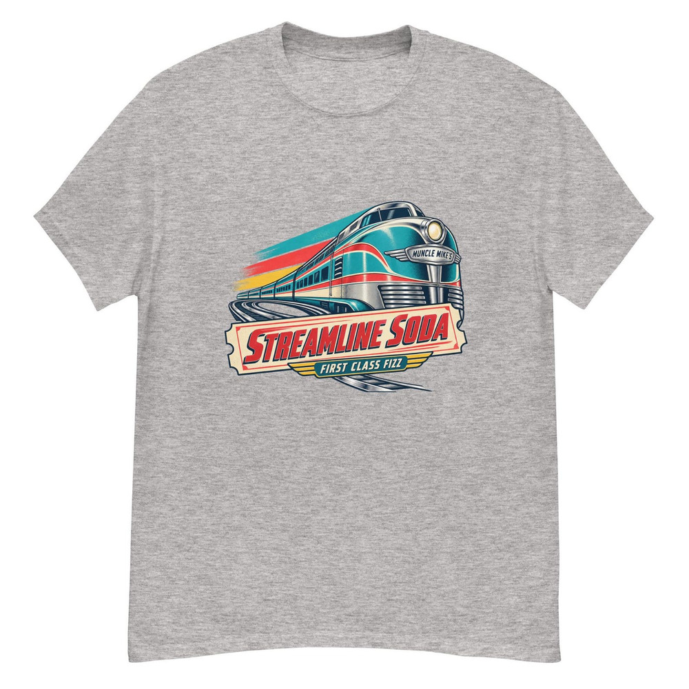 Streamline Soda T Shirt, Retro Atomic Soda Tee Sport Grey